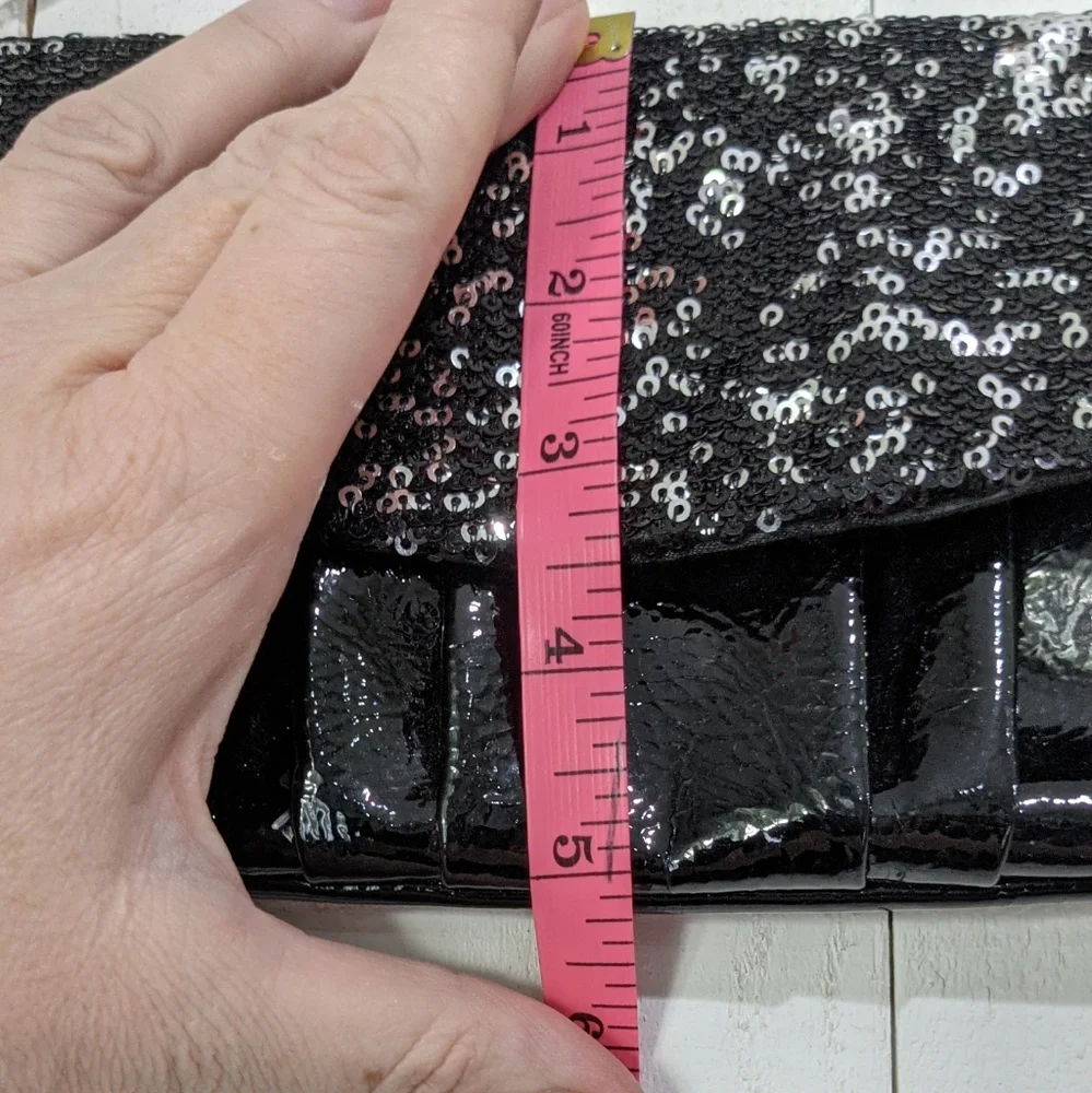 DownEast Black Sequined Clutch With Chain Strap